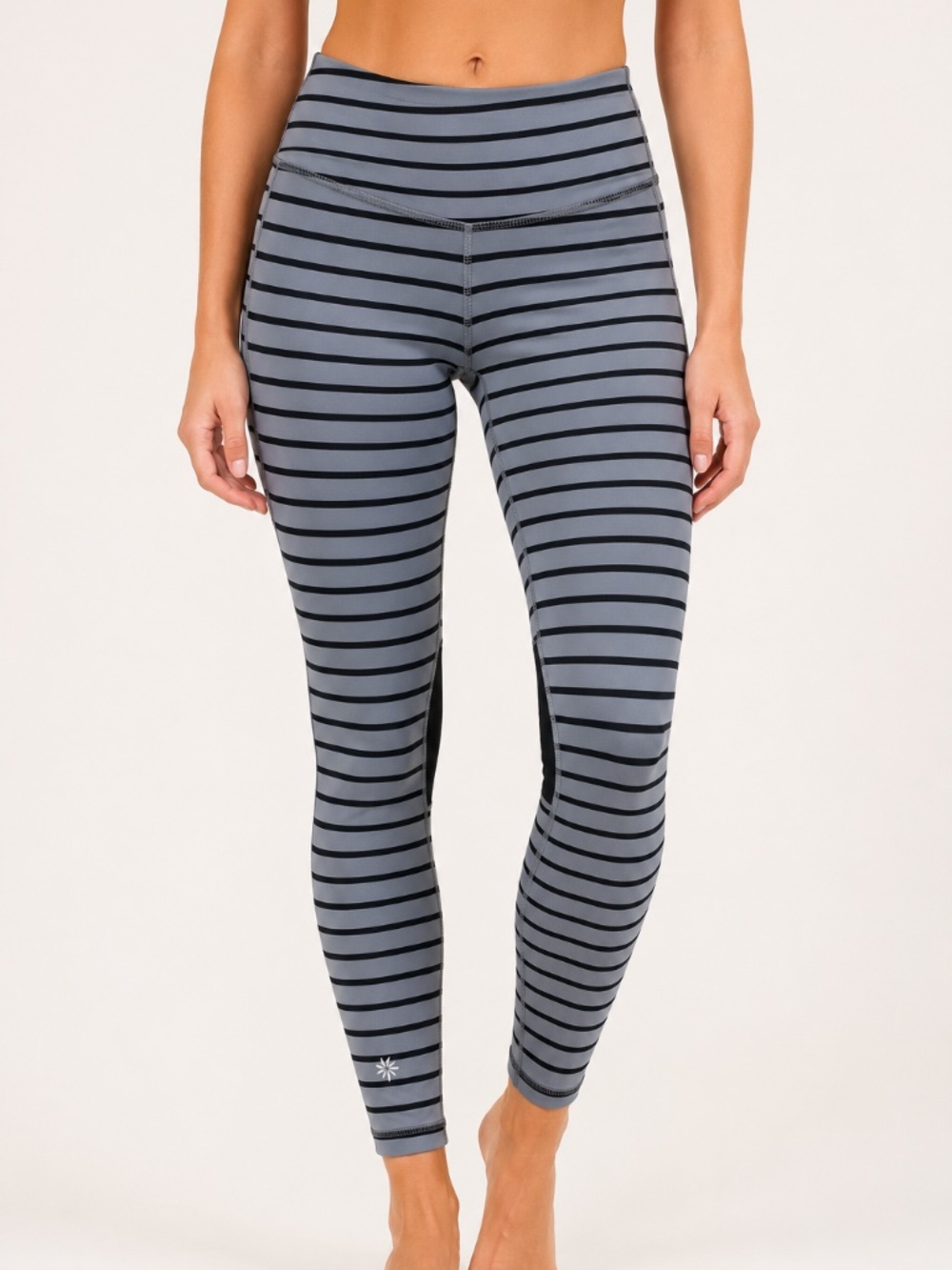 Athleta Relay Striped Running Tights XS Gray Black